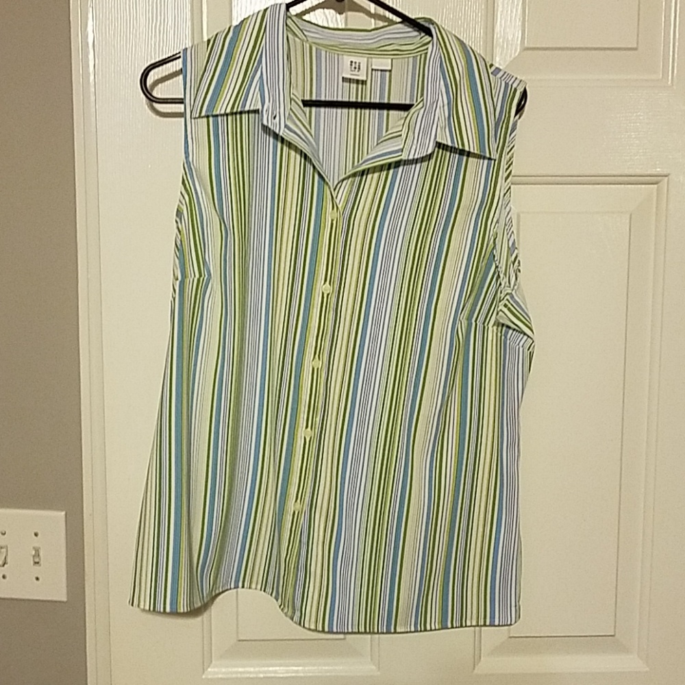 Sleeveless button down blouse